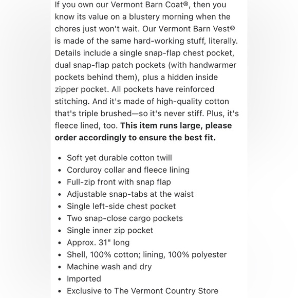 Orton Brothers- Men's Brown Vest-The Vermont barn coat,‎ Size: Large - Picture 9 of 11